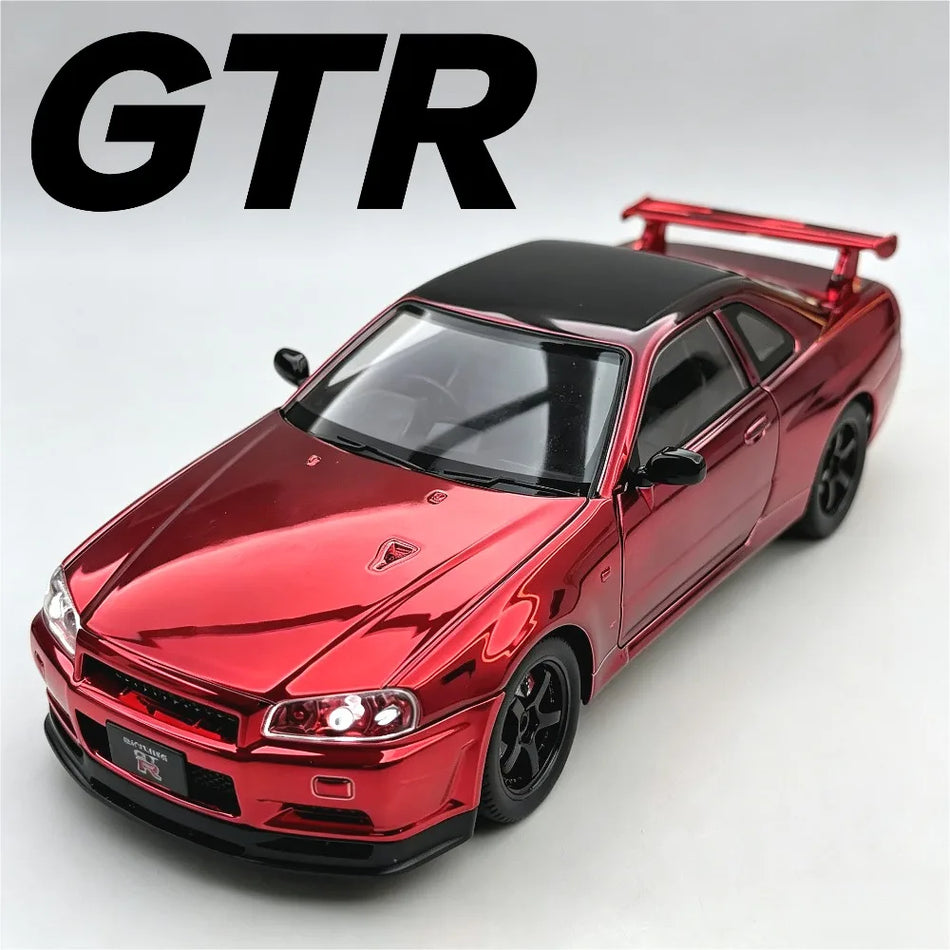 1:24 Diecast GTR Dinastija Superauto Modelis ar Atpakaļvilkšanu un Atveramām Durvīm