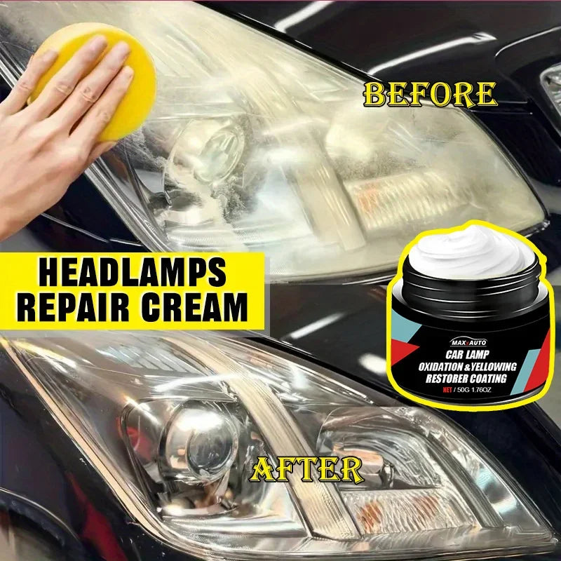 Car Headlight Restoration Kit - Polish &amp; UV Shield for Clear Lens