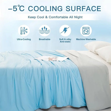 Cooling Blanket For Bed - Silky Lightweight Cooler Quilt