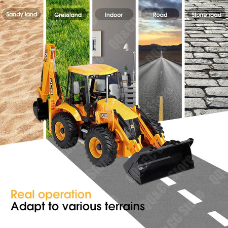 DOUBLE E E589 1:20 RC Backhoe Loader with Excavator and Loader Functions