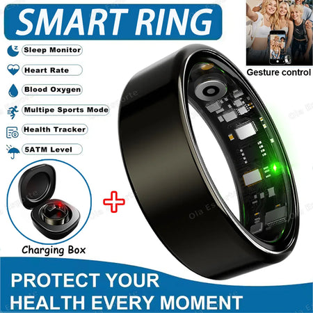 2025 Smart Ring: Heart Rate, Blood Pressure, Sleep Monitoring &amp; Motion Tracking