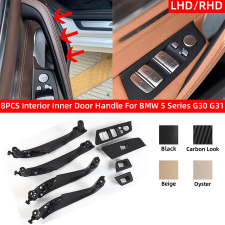 8PCS LHD RHD Carbon Fiber Black Interior Door Handle For BMW 5 Series M5 G30 G31 G38 F90 2017-2023 51417438521 by InterCyprus Trading Ltd