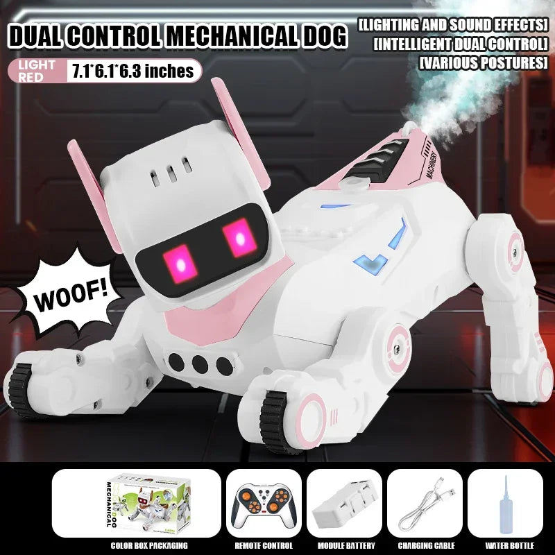 Four Wheel Remote Control Robot Dog &ndash; Light Sound Spray SingleRC-light red
