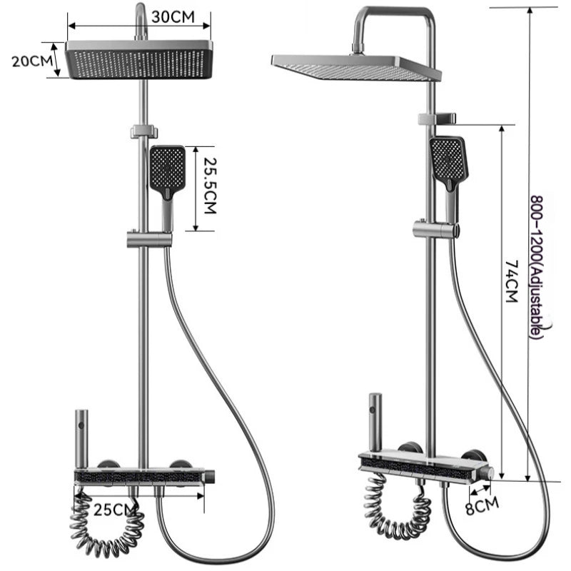Система за душ Комплект за баня с душ – LED светлина Месингов кран