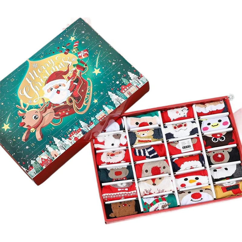 Χριστουγεννιάτικο ημερολόγιο αντίστροφης μέτρησης κάλτσας 24 ημέρες με μυστικές κάλτσες δώρο για παιδιά και ενήλικες