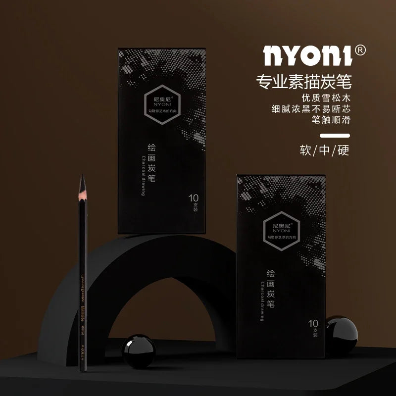 Professional Charcoal Pencils Drawing Set &ndash; Soft to Hard