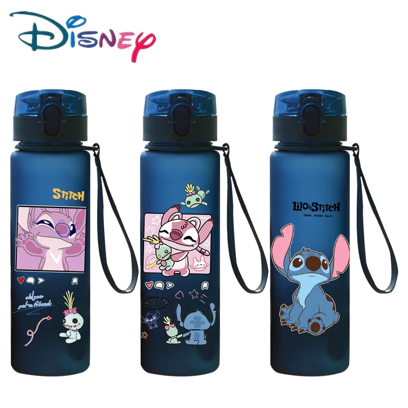 🟠 560ML Stitch Angel Cartoon Water Cup Portable Plastic Large Capacity Cartoon Figures Clear Cup Adult Outdoor Sports Water Bottle