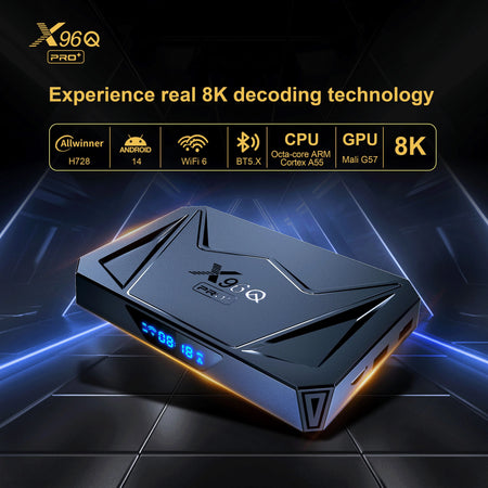 X96Q PRO+ Smart TV Box &ndash; 8K Decoding, Android 14, WiFi 6