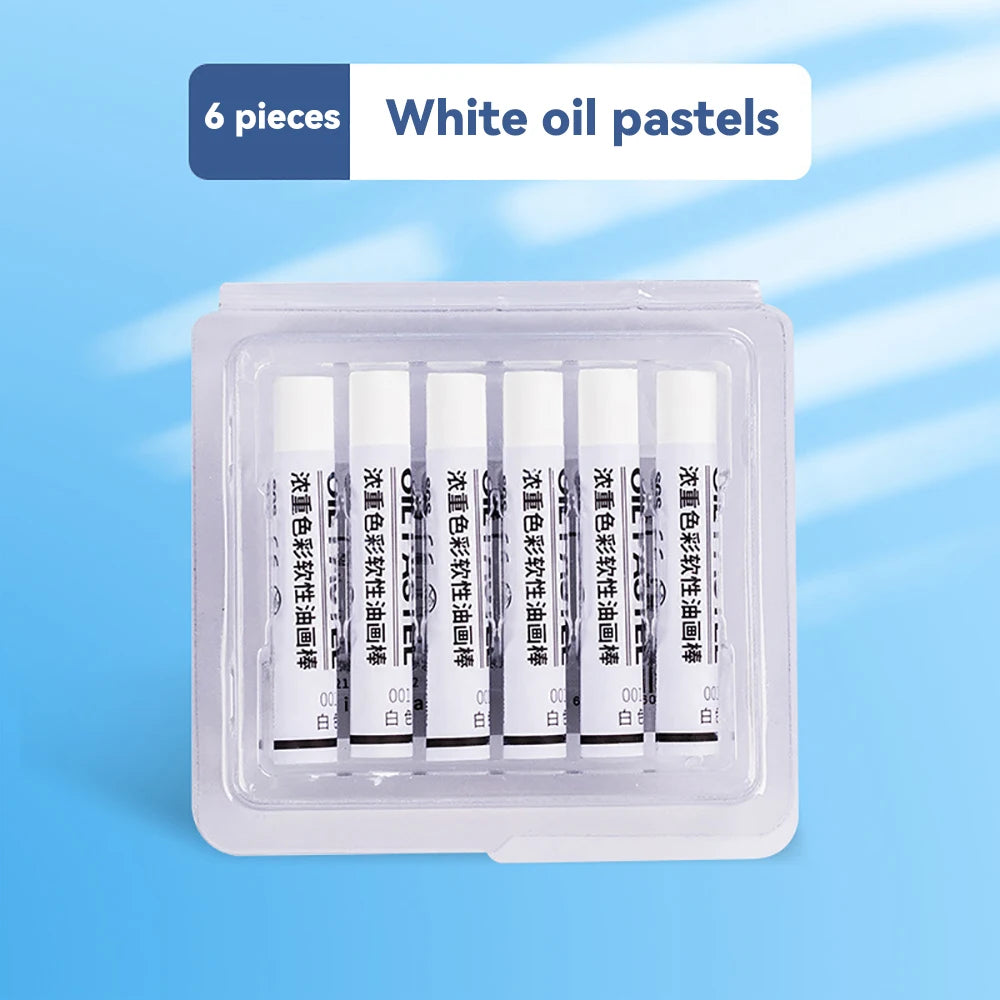 Artist Soft Oil Pastel Set &ndash; Non Toxic Washable Colors White 6Pcs