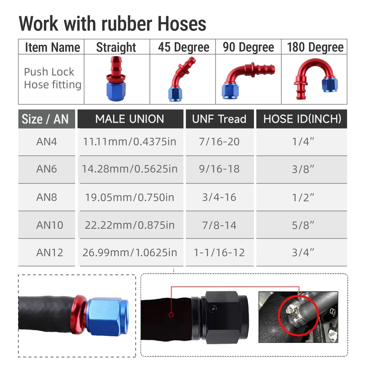 AN Push On Hose End Fittings For Fuel Line Adapter 4 6 8 10 12 by InterCyprus Trading Ltd