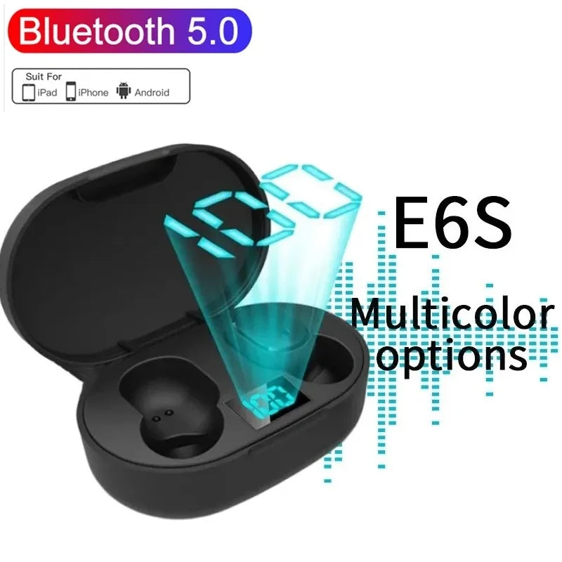 TWS Bluetooth Earphones A6S Wireless Headphones E6S LED Display Noise Cancelling Earbuds with Mic Wireless Bluetooth Headset E7S