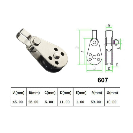 5PCS 316 Stainless Steel Pulley Blocks for Kayak and Boat Anchor Trolley