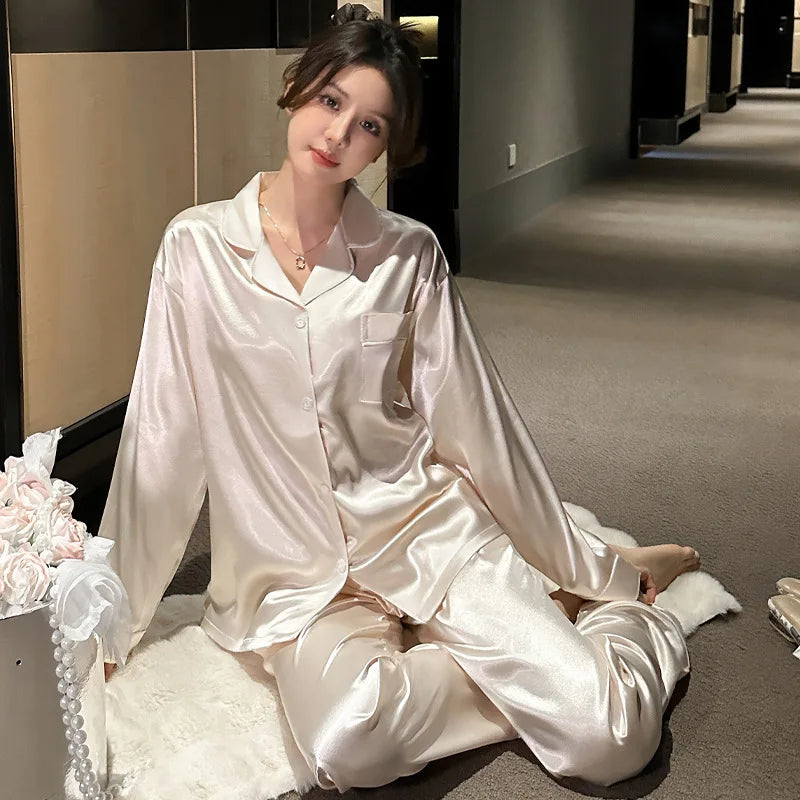 Women's Ice Silk Pajama Set - Luxurious, Lightweight &amp; Elegant Sleepwear