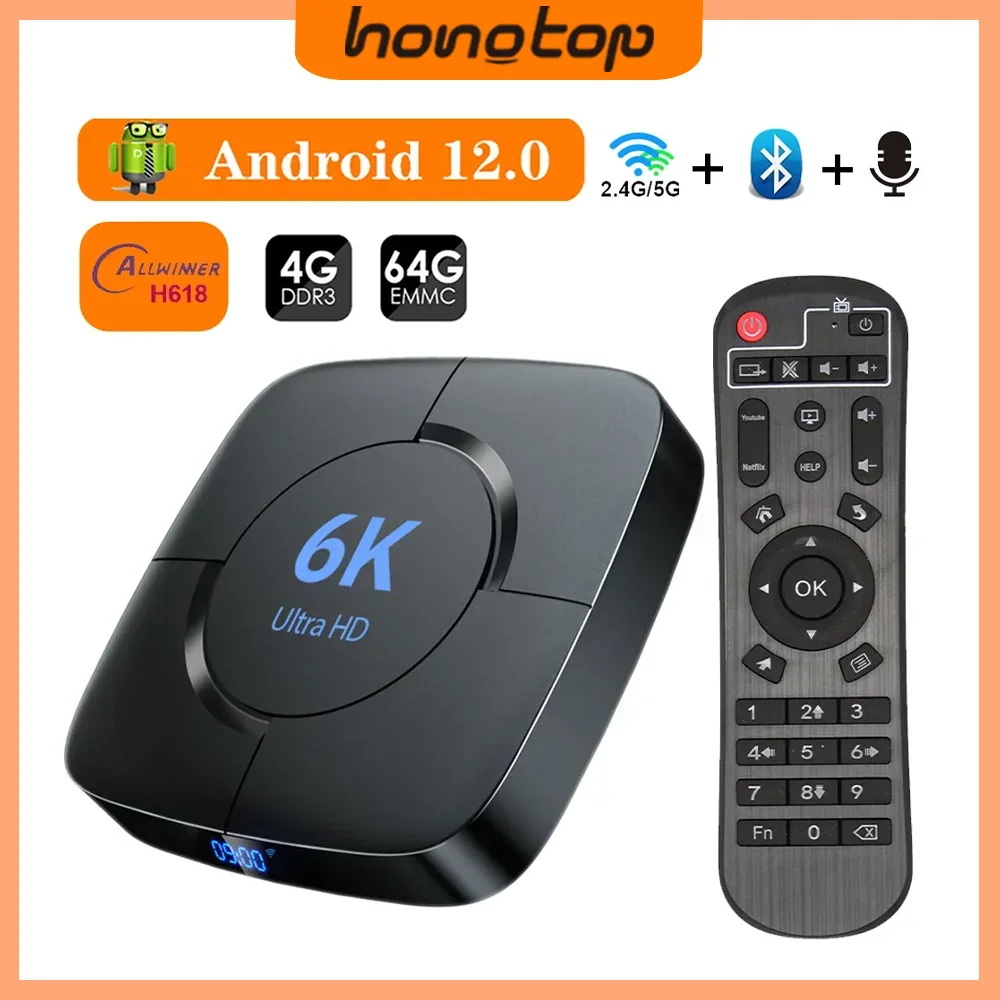 HONGTOP Smart TV Box &ndash; Android 12, 6K HDR, 4GB RAM BT