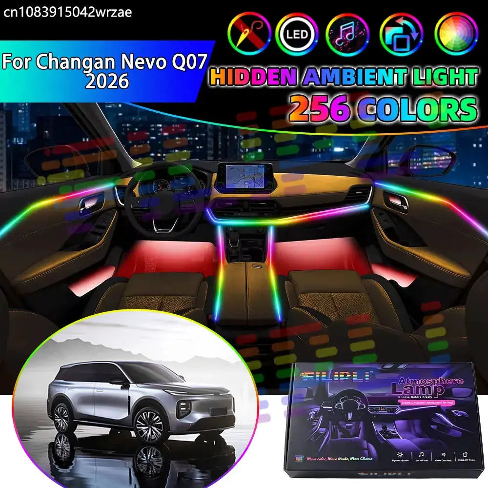 For Changan Nevo Q07 2026 C798 RGB Car Interior Ambient Lights Strips Breathing Lighting Kit App Control LED strips Accessories by InterCyprus Trading Ltd