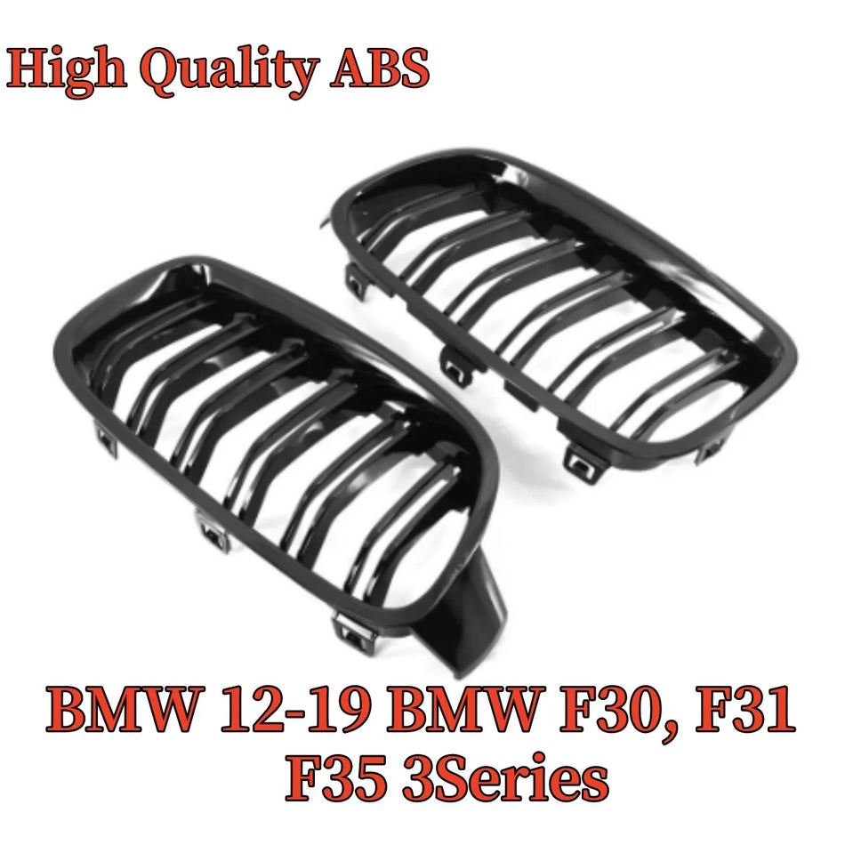 Front Bumper Grille for BMW F30 F31 F35 3 Series Dual Slats ABS Glossy Black Finish