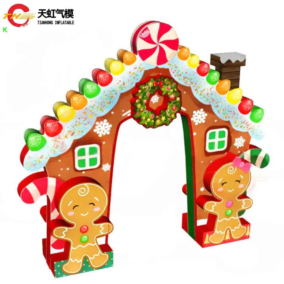 Φουσκωτή Πύλη Χριστουγέννων με Αψίδα από Μπισκότο 4μ 5μ Φυσητήρας 6μ
