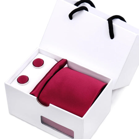 Luxury Men's Paisley Tie Set with Pocket Square &amp; Cufflinks in Gift Box W14