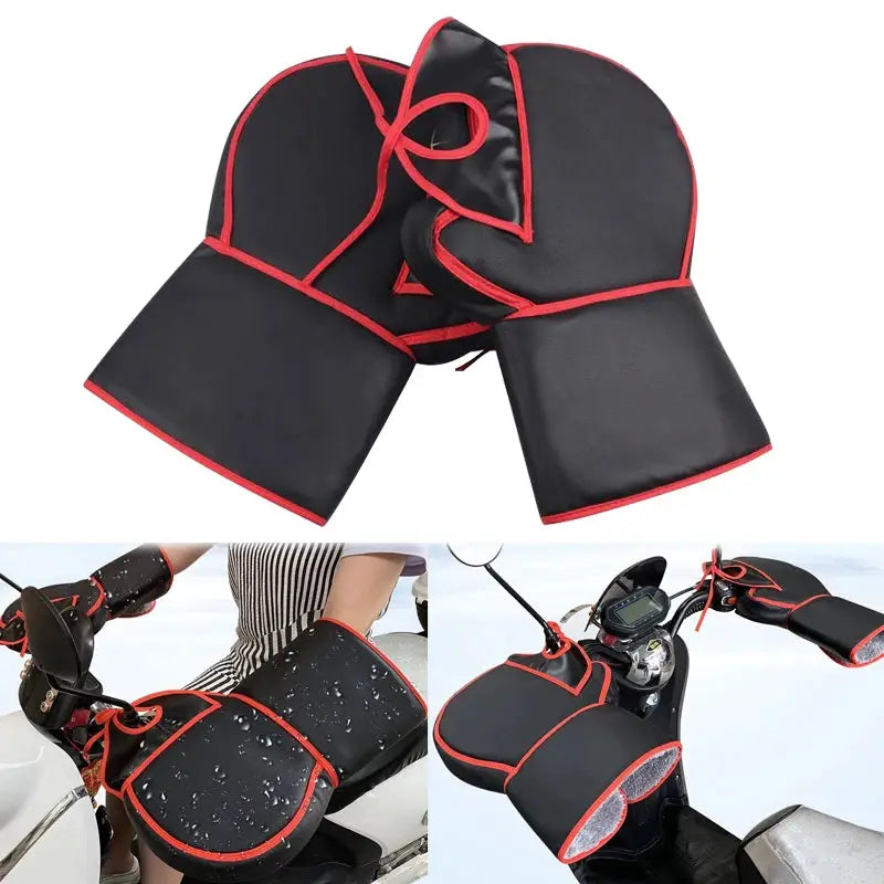 Motorcycle Scooter Thick Warm Handlebar Muff Grip Handle Bar Muff Rainproof Riding Protective Winter Warmer Thermal Cover Gloves by InterCyprus Trading Ltd