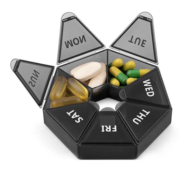 7-Day Compact Pill Organizer - Portable Travel Medicine Dispenser with 7 Compartments (2 Pack)