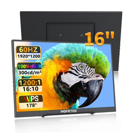 HGFRTEE 16 Inch Portable Monitor &ndash; 100 Percent sRGB FHD Display B160-SPF06L1