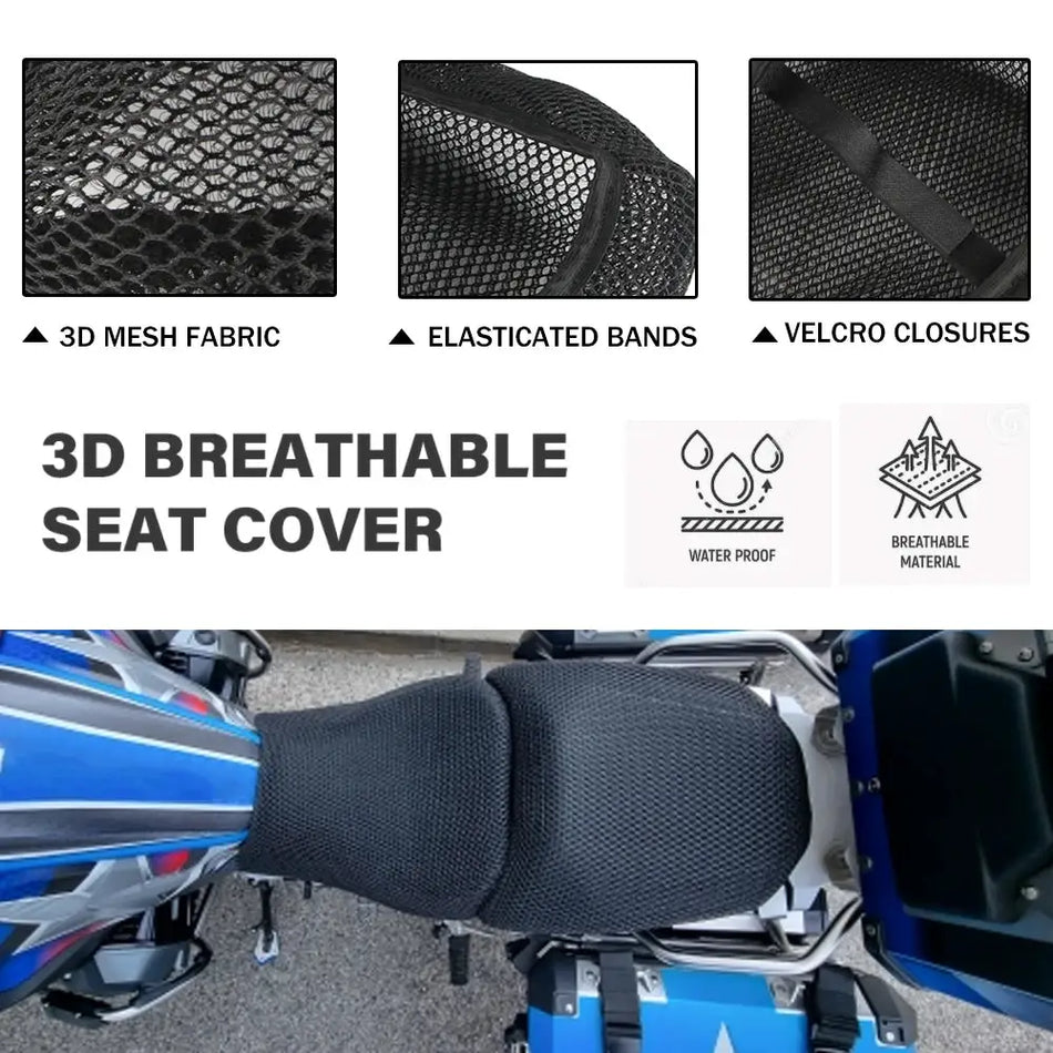 Motorcycle Cushion Seat Cover 3D Nylon Fabric Saddle Seat Cover For BMW R1250GS ADV R1200GS ADVENTURE R1300GS 2018-2022 2023 by InterCyprus Trading Ltd