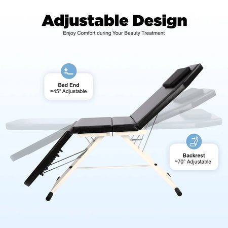 Foldable Massage Table With Pillow &ndash; Adjustable Backrest