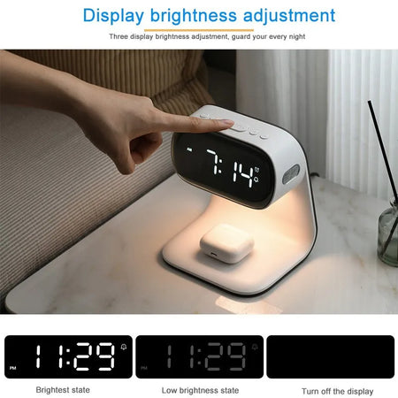 Modern Multifunctional Alarm Clock with Night Light and Wireless Charging