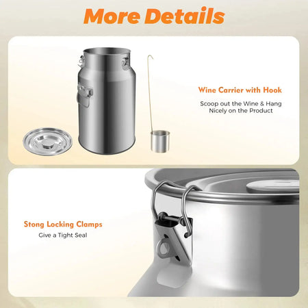 18L Stainless Steel Milk Can &ndash; Leakproof Lid With Clamps