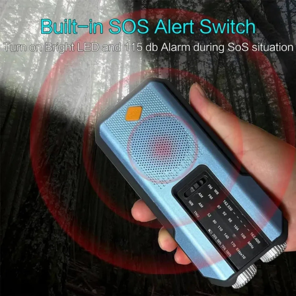 Emergency Weather Radio with Hand Crank, Solar, and USB Charging