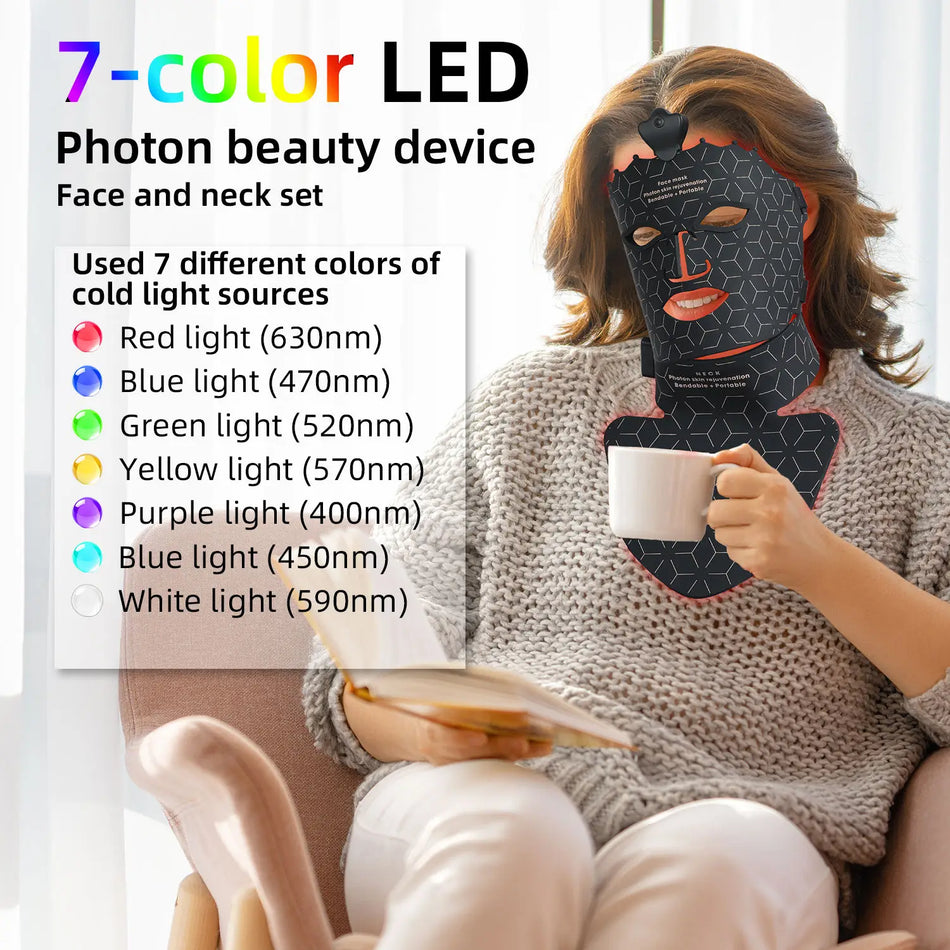 7-Color LED Face Mask with Red Light Therapy for Anti-Aging at Home
