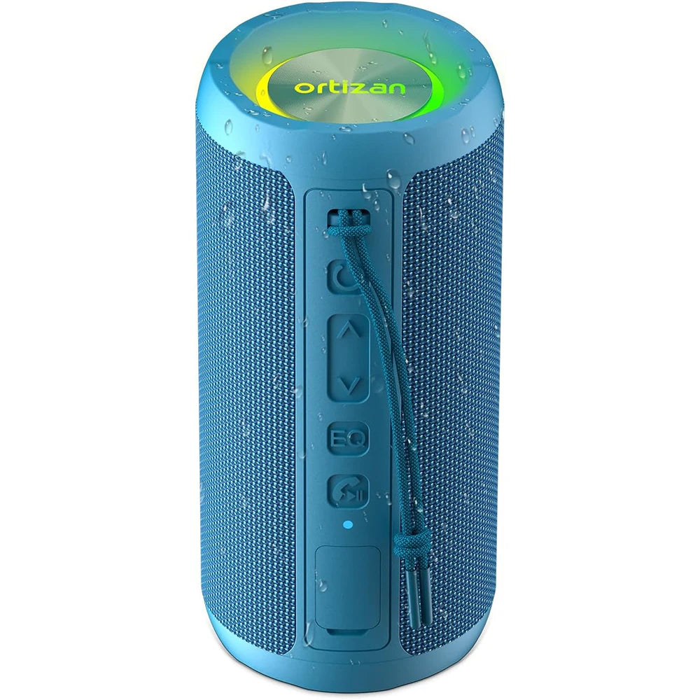 Ortizan X10 Waterproof Bluetooth Speaker with 24W Stereo Sound and LED Light SKY BLUE