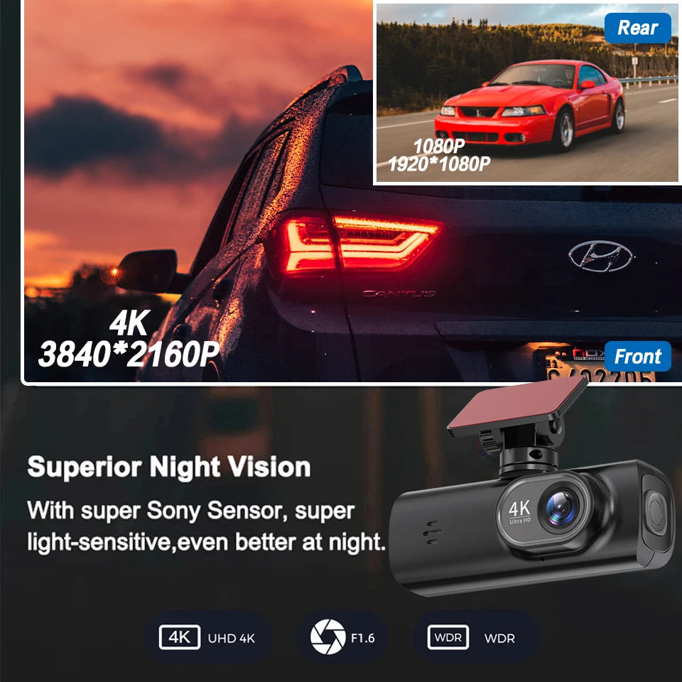 ACCEO B57P Dashcam Auto 4K Car DVR &ndash; Night Vision Mode