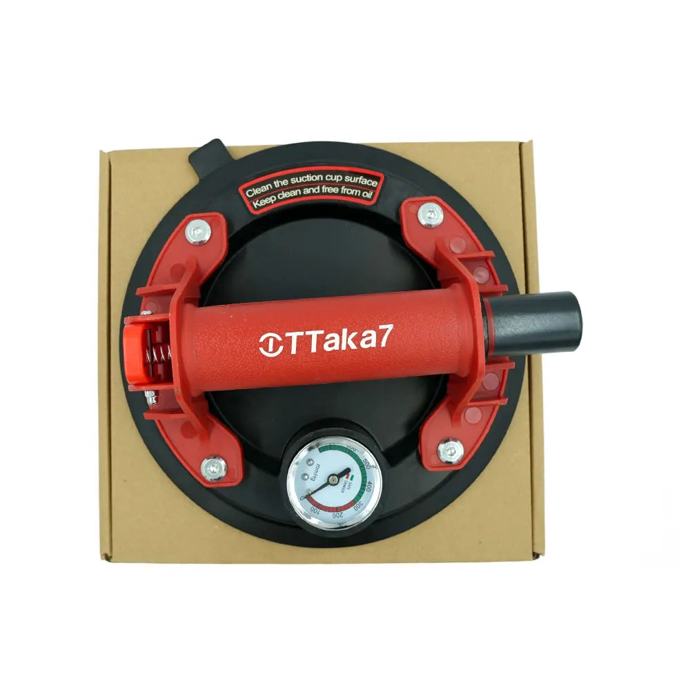 Vacuum Suction Cup 8 Inch 250kg &ndash; Real-Time Pressure Gauge Red