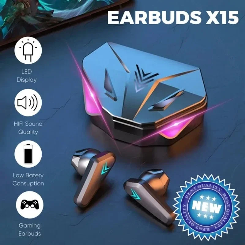 X15 TWS Low Latency Wireless Gaming Earphones with Microphone