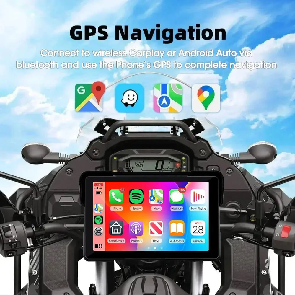Jansite 5 Inch CarPlay Motorcycle DVR &ndash; Wireless Connectivity and Portable Design