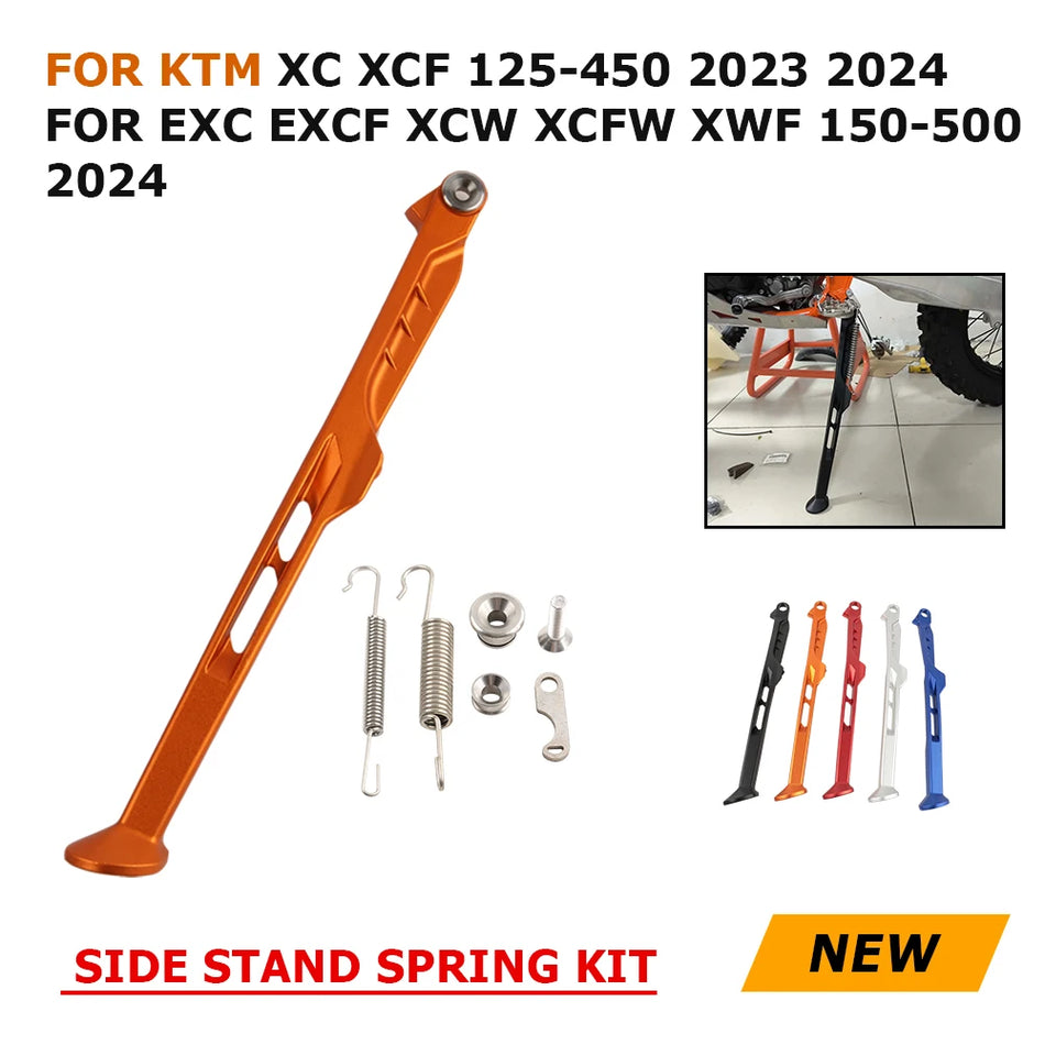 KTM 125-500 XC/EXC Parking Side Stand With Spring Kit, Durable Steel Construction, Easy Install