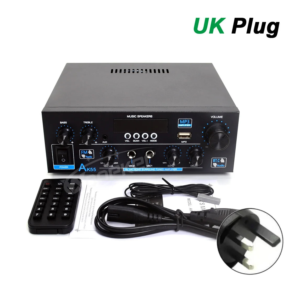 Woopker AK55 MAX 900W HiFi Bluetooth Audio Amplifier UK Plug