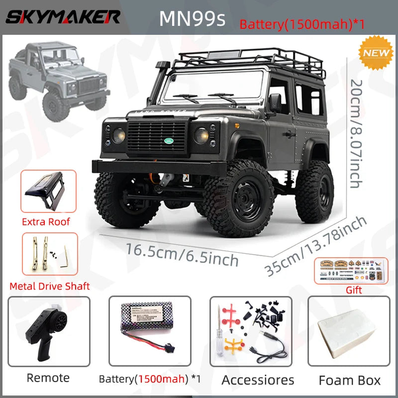 MN99s MN98 1:12 4WD RC Rock Crawler Defender - High Speed, Off-Road Adventure 1B1500-MDS-RF-S