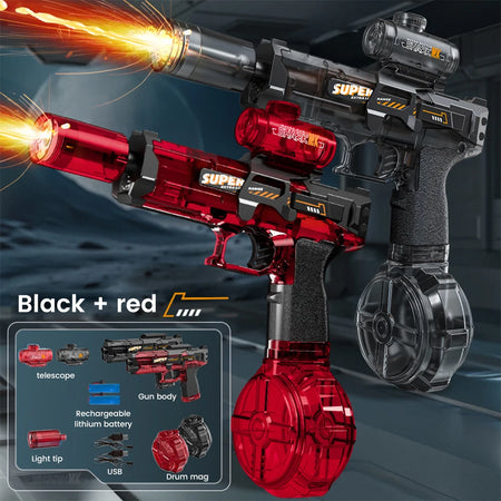 Electric Water Gun &ndash; Long Range Ultra Fast Ice Explosion 2PCS Black Red