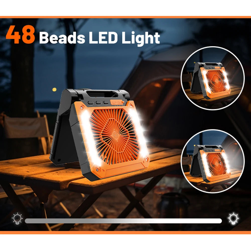 20000mAh Portable Fan With LED Light - USB Charging