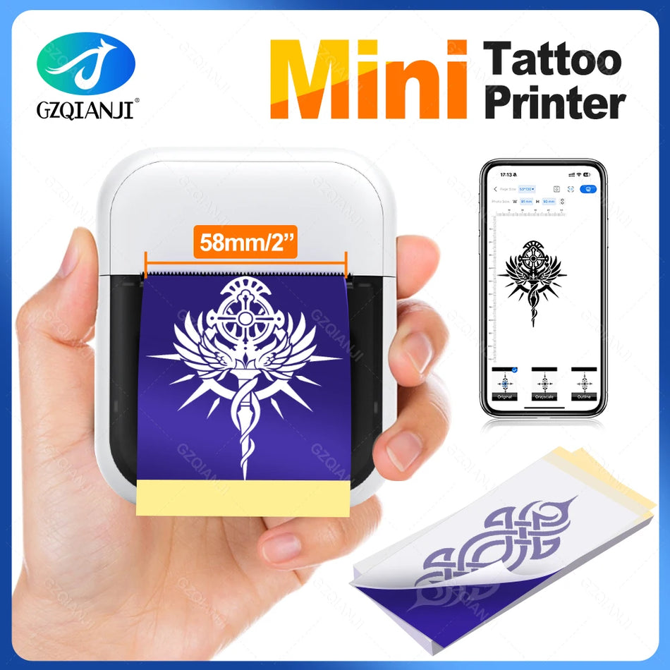 58mm Mini Thermo-Bluetooth-Tattoo-Transfer-Etikettendrucker mit Papier für DIY