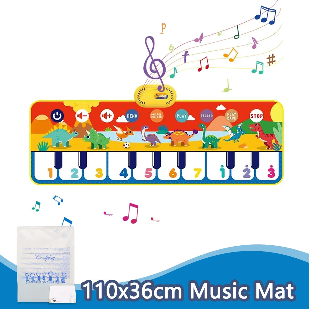 Music Piano Dance Mat &ndash; Educational Fun with Animal Sounds 110x36cm Dinosaur