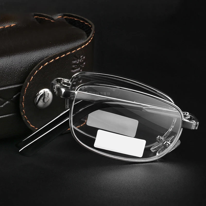 🟠 Φορητά μεταλλικά πτυσσόμενα γυαλιά ανάγνωσης Ultralight Men Business Presbyopia γυαλιά γυαλιά με τυχαία θήκη +0.5to +4.0