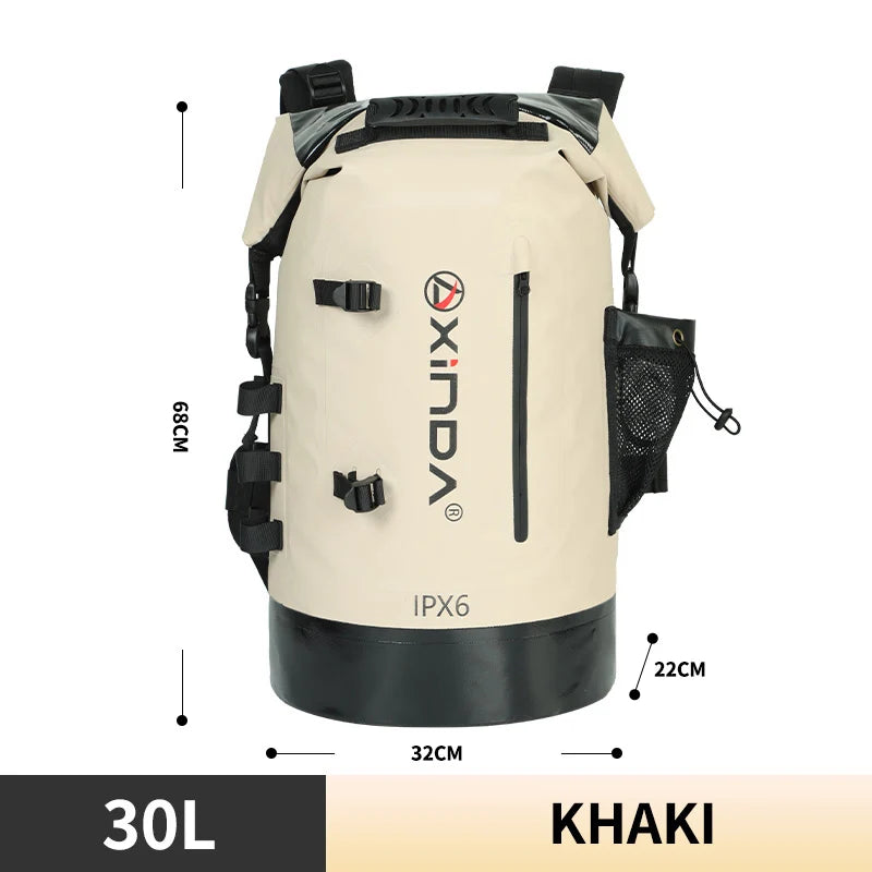 Xinda Outdoor Mountain Stream Bag &ndash; Compact Waterproof Pack 30L Khaki