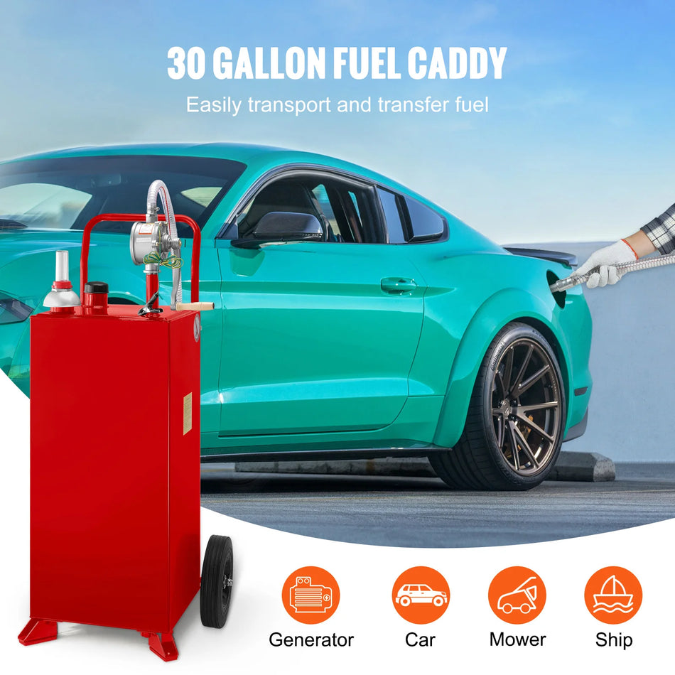 30 Gallon Fuel Caddy With Two Wheels Portable Tank
