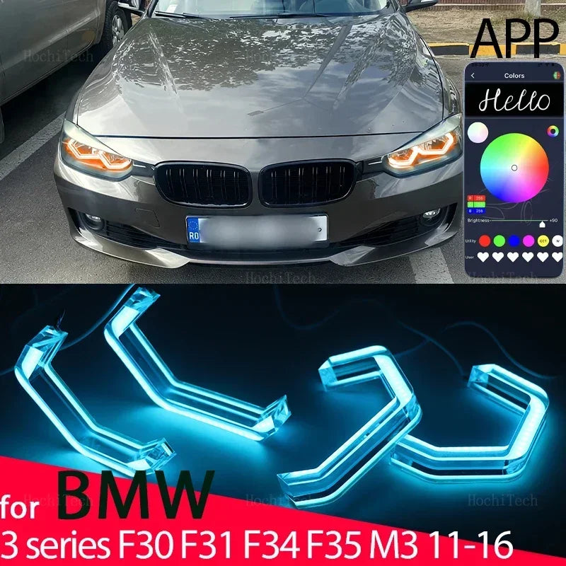 RGB LED-enkeli silmät -sarja APP-ohjauksella BMW 3-sarjalle F30 F31 F34 F35 M3