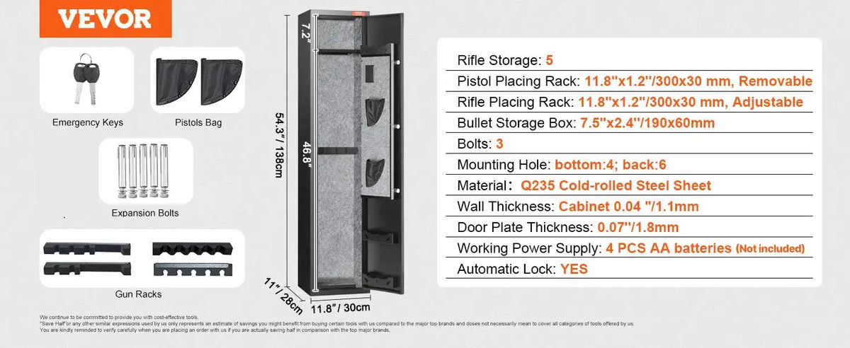 6-8 Rifles Gun Safe &ndash; Digital Keypad Access 5 Fringerprint / spain