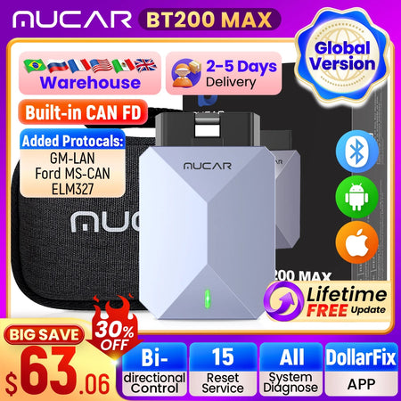 MUCAR BT200 MAX &ndash; AI OBD2 Bluetooth Bidirectional Scan