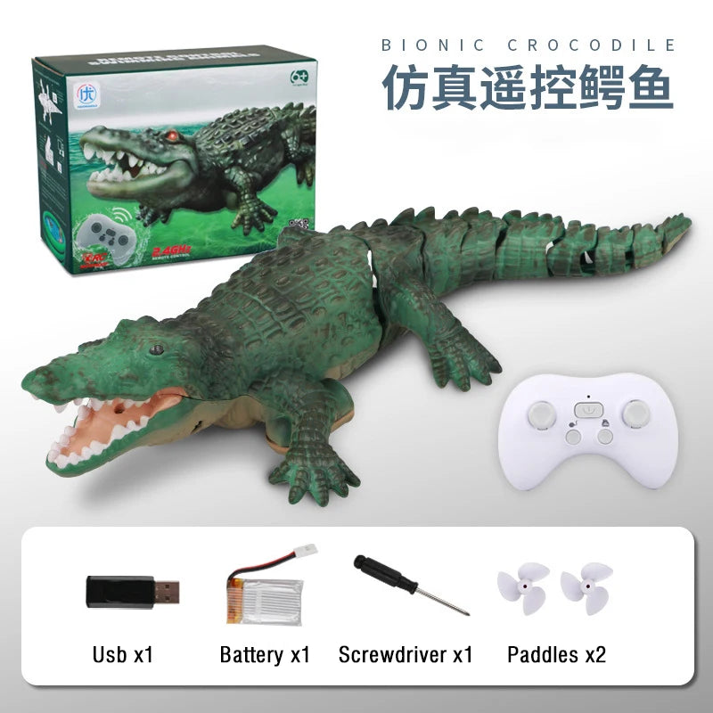 Realistic RC Crocodile &ndash; Waterproof Remote Control Fun for Kids Green